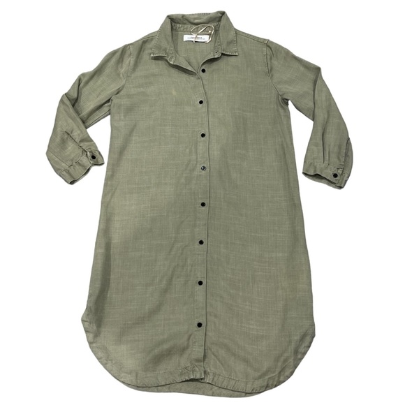 Zara Military Army Green  Tencel Chambray 3/4 Sleeve Button Down Beach Tunic 💜 - Picture 7 of 12